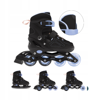 Detské nastaviteľné inline korčule 4v1 Spokey QUATTRO veľkosti 38-41